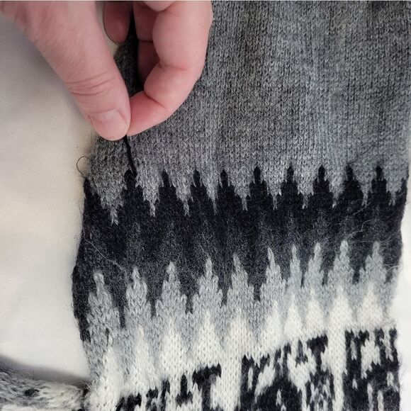 ALPACA gray zip up knit cardigan‎ shacket sweater unisex M - Picture 6 of 8